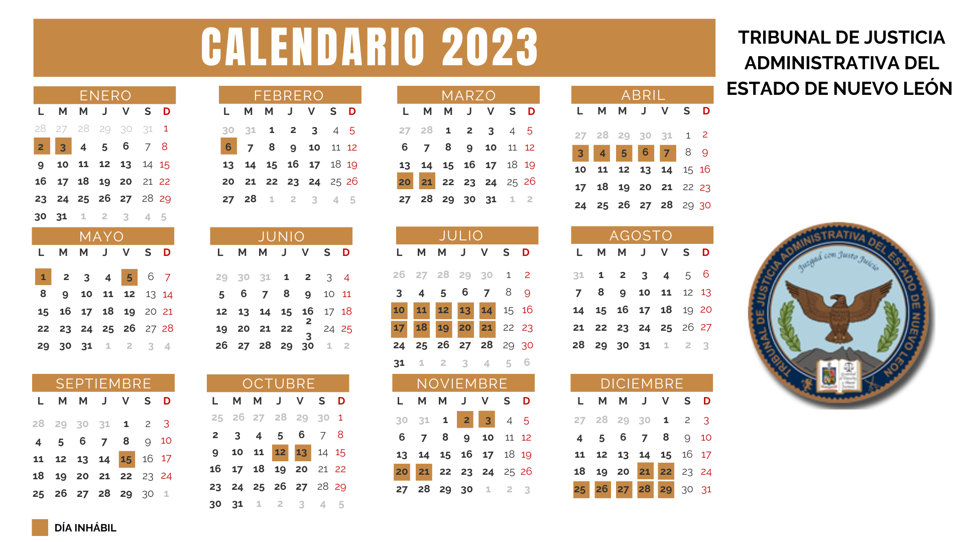 Calendario TJA 2023